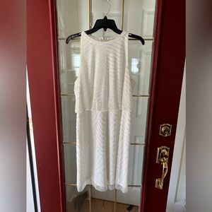 Adriana Papell ART DECO COCKTAIL DRESS WITH HALTER NECK IN IVORY